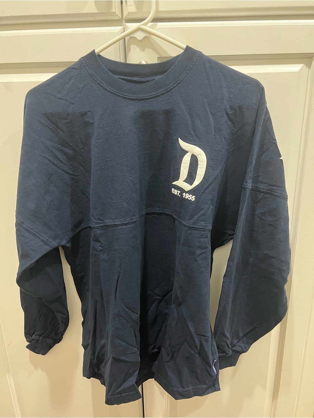 Disney Navy Long-Sleeve Crewneck Sweatshirt with White D Logo